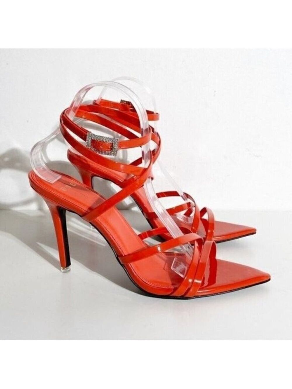 BLACK suede Studio Sandals BNWOT "Kimora" orange heels women NEW strappy